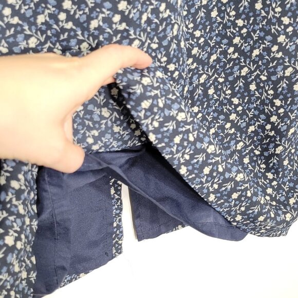 Retro 90's Floral Blue Skirt Lined Y2K Floral Midi Skirt Straight Classic - Picture 2 of 8